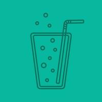 Lemonade color linear icon. Soda glass with straw. Thin line contour symbols on color background. Vector illustration