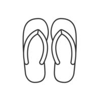 Flip flops linear icon. Thin line illustration. Summer slippers contour symbol. Vector isolated outline drawing