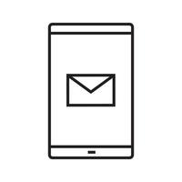 icono lineal de mensaje sms de teléfono inteligente. Ilustración de línea fina. teléfono inteligente con símbolo de contorno de letra de correo electrónico. dibujo de contorno aislado vectorial vector