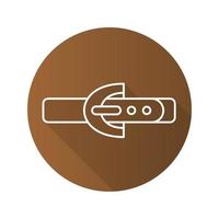 Leather belt flat linear long shadow icon. Vector line symbol