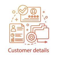 Customer details concept icon. Commercial information idea thin line illustration. CRM software. Customer relationship management. Client identity. Vector isolated outline drawing