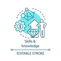 Skills and knowledge concept icon. Business consultant. Ability to education. Successful entrepreneur. Self development idea thin line illustration. Vector isolated outline drawing. Editable stroke