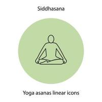 Siddhasana yoga position linear icon. Thin line illustration. Yoga asana contour symbol. Vector isolated outline drawing