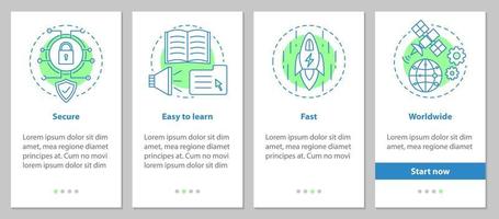Digital services onboarding mobile app page screen with linear concepts. Getting information graphic instructions. UX, UI, GUI vector template with illustrations