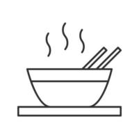 Hot chinese dish linear icon. Thin line illustration. Soup, ramen, rice or noodles. Contour symbol. Vector isolated outline drawing