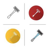 Razor icon. Shaving tool. Flat design, linear and color styles. Isolated vector illustrations