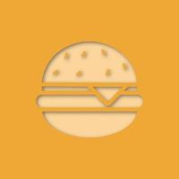 icono de corte de papel de hamburguesa con queso. sándwich, hamburguesa. vector silueta ilustración aislada