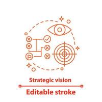 Strategic vision concept icon. Business strategy idea thin line illustration. Goal achieving. Strategic thinking. Planning. Vector isolated outline drawing. Editable stroke