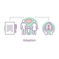Adoption concept icon. Orphanage. New family idea thin line illustration. Children's charity. Parenting, parenthood. Vector isolated outline drawing
