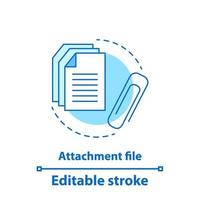 File attachment test concept icon. Attach document idea thin line illustration. Email attachment. Vector isolated outline drawing. Editable stroke