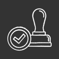 Stamp approved chalk icon. Stamp of approval. Verification and validation. Certified, approved. Isolated vector chalkboard illustration