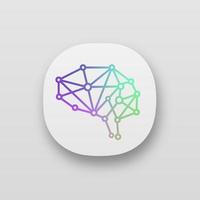 Artificial intelligence app icon. UI UX user interface. Neural network. Digital brain. Neurotechnology. Web or mobile application. Vector isolated illustration