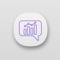 Chatbot graph app icon. UI UX user interface. Chat bot diagram and analytics. Virtual assistant. Trading bot. Web or mobile application. Vector isolated illustration