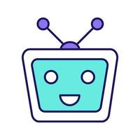 Chatbot color icon. Talkbot. Modern robot. TV laughing chat bot. Virtual assistant. Conversational agent. Isolated vector illustration