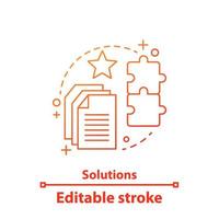 Solutions concept icon. Problem solving idea thin line illustration. Finding answers. Vector isolated outline drawing. Editable stroke