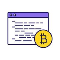 icono de color del software de minería de bitcoin. codificación blockchain. programación de minería de criptomonedas. desarrollo de blockchain. ilustración vectorial aislada vector