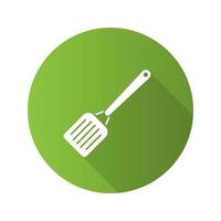 Kitchen spatula flat design long shadow glyph icon. Vector silhouette illustration