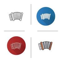 Accordion icon. Flat design, linear and color styles. Isolated vector illustrations