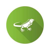 icono de glifo de larga sombra de diseño plano de iguana. lagarto herbívoro. ilustración de silueta de vector