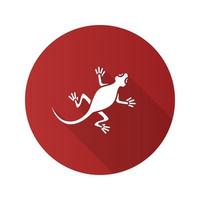 Lizard flat design long shadow glyph icon. Salamander. Vector silhouette illustration
