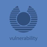 Vulnerability glyph color icon. Silhouette symbol. Abstract metaphor. Negative space. Vector isolated illustration