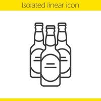 Beer bottles linear icon. Thin line illustration. Contour symbol. Vector isolated outline drawing