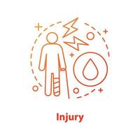 Injury concept icon. Health insurance idea thin line illustration. Accident. Healthcare. Vector isolated outline drawing