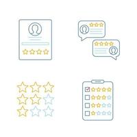 Rating color icons set. Customer review, feedback, rating scale, survey. Isolated vector illustrations