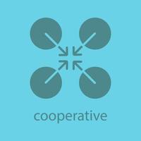 Cooperative abstract symbol. Glyph color icon. Silhouette symbol. Cooperation and teamwork abstract metaphor. Negative space. Vector isolated illustration