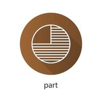 Circle diagram with missing part. Flat linear long shadow icon. Portion abstract metaphor. Vector line symbol