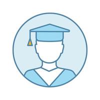 Education color icon. Graduation. Academic degree. Person in academic cap. Isolated vector illustration