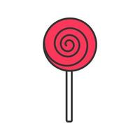 Spiral lollipop color icon. Lolly. Sugar candy. Isolated vector illustration