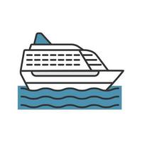 Cruise ship color icon. Isolated vector illustration