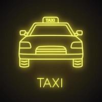 Taxi neon light icon. Car. Automobile glowing sign. Vector isolated illustration