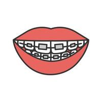 Dental braces color icon. Teeth aligning. Isolated vector illustration