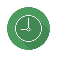 Clock flat linear long shadow icon. Time. Vector line symbol