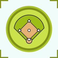Baseball field color icon. Softball field scheme. Isolated vector illustration