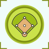 Baseball field color icon. Softball field scheme. Isolated vector illustration