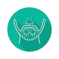 Beard flat linear long shadow icon. Vector line symbol