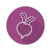 Beet flat linear long shadow icon. Radish. Vector line symbol