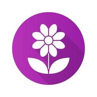 icono de larga sombra de diseño plano de manzanilla. flor. símbolo de la silueta del vector
