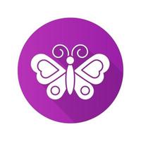 icono de larga sombra de diseño plano de mariposa. polilla. símbolo de silueta vectorial vector