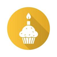 Easter cake and candle. Flat design long shadow vector icon