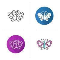 Butterfly icon. Flat design, linear and color styles. Moth. Isolated vector illustrations