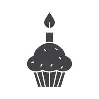 Easter cake and candle glyph icon. Silhouette symbol. Negative space. Vector isolated illustration