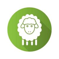 Easter lamb flat design long shadow icon. Sheep. Vector silhouette symbol
