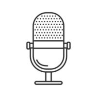 Microphone linear icon. Radio broadcasting. Thin line illustration. Contour symbol. Vector isolated outline drawing