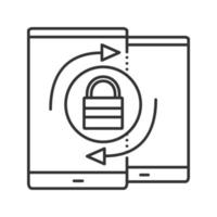 Devices passwords changing linear icon. Thin line illustration. Cybersecurity. Smartphone security synchronization. Contour symbol. Vector isolated outline drawing