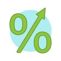 Percentage growth color icon. Profit rise. Isolated vector illustration