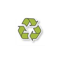 Recycle patch. Environment protection. Color sticker. Vector isolated illustration
